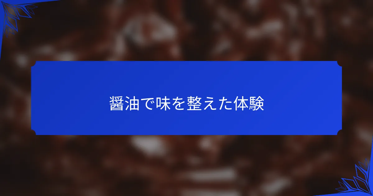 醤油で味を整えた体験